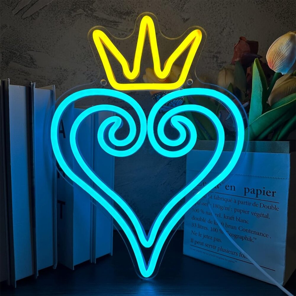 Hearts Neon Signs for Wall Decor Anime USB Powered 9.8 * 13in